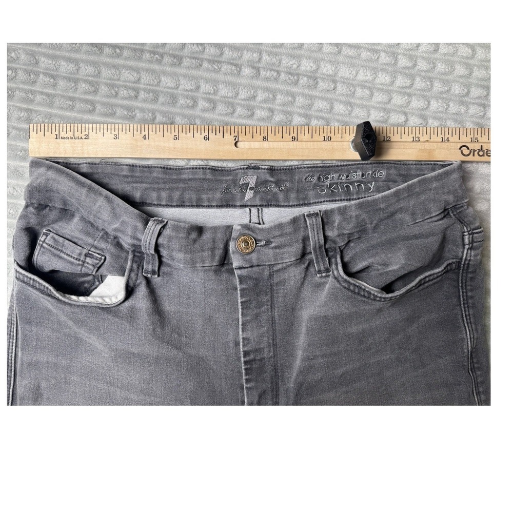7 For All Mankind Womens High Rise Ankle Skinny Black Gray Jeans Size 32 - Picture 7 of 8